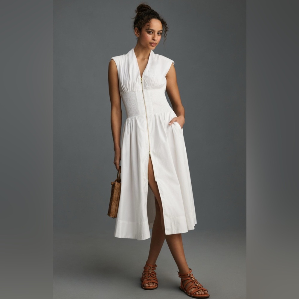 Anthropologie White Midi Dress